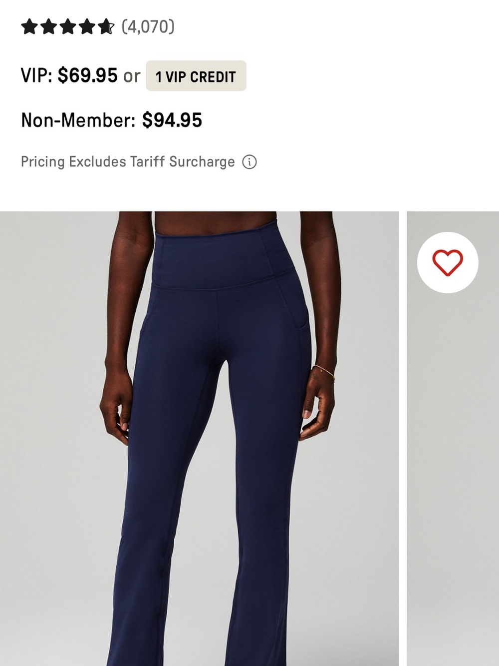 Fabletics Navy High-Rise Flare Leggings with Side Pockets